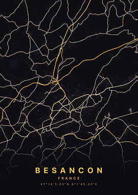 Besancon, France Map Art