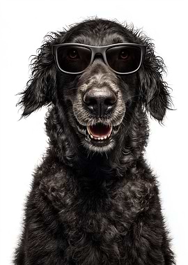Cool Curly-Coated Retriever Dog with Sunglasses