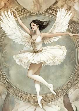 Winged Ballerina in Ornate Frame