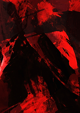 Abstract Red and Black Painting