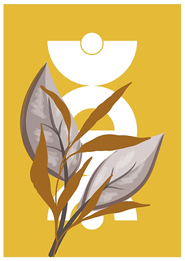 Abstract Leaves and Geometric Shapes Art