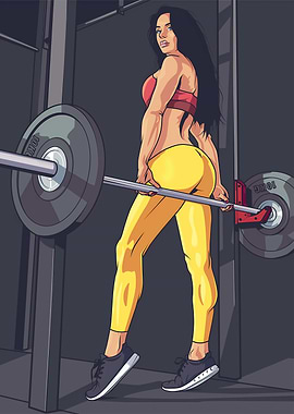 Sexy Woman lifting weights in the gym