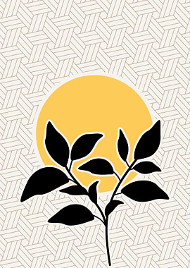 Botanical Art with Geometric Background