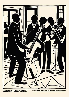 Artisan Orchestra Black and White Illustration