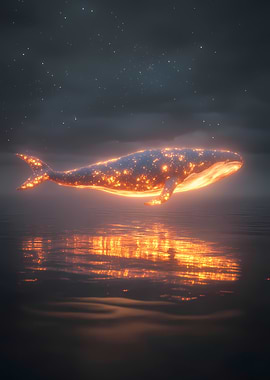 Glowing Whale Over Water