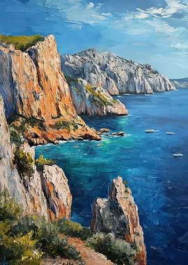 Coastal Cliff Oil Painting