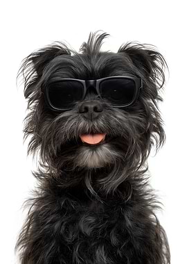 Cool Affenpinscher Dog with Sunglasses Portrait