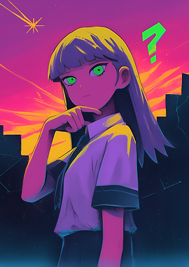 Anime Girl with Question Mark