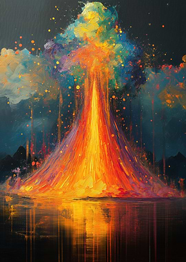 Abstract Volcano Eruption Painting