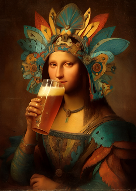 Mona Lisa Drinking Beer