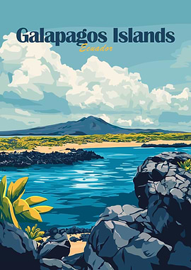 Galapagos Islands Ecuador Travel Poster