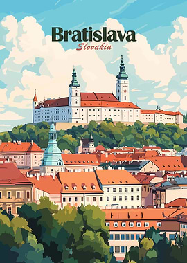 Bratislava, Slovakia Cityscape Illustration