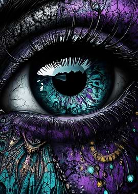 Abstract Eye with Teal and Purple