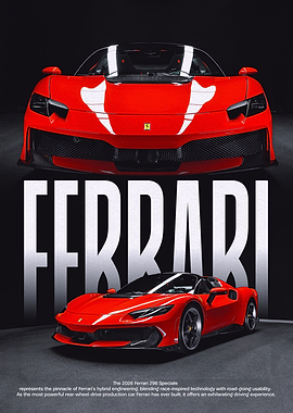 Red Ferrari 296 Speciale Car Poster