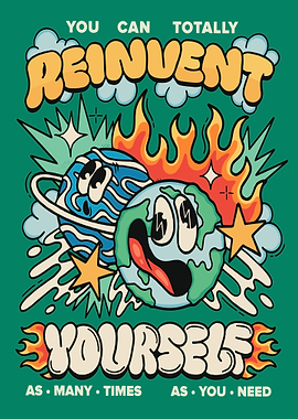 Reinvent Yourself Cartoon Planet Art