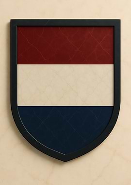 Netherlands Flag Shield Framed Art - Marble look