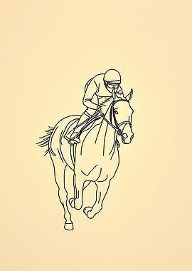 Horse Racing Minimalist Line Art