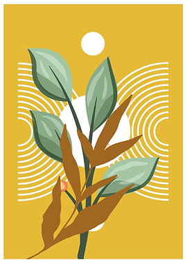 Botanical Art Print with Geometric Elements