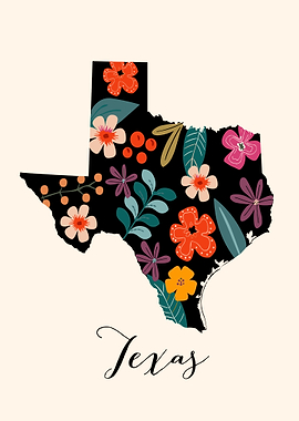 Floral Texas Map