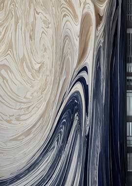 Abstract Swirls of Beige and Blue