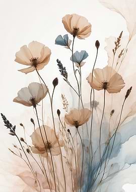 Floral Arrangement with Poppies and Grasses