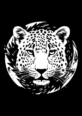 Leopard Portrait Black and White