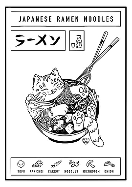 Cat in Ramen Bowl