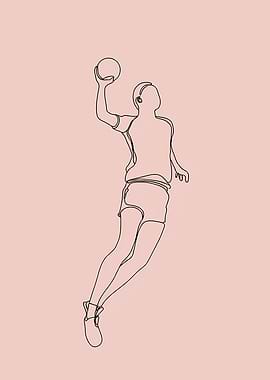 Handball Player Minimalist Line Art