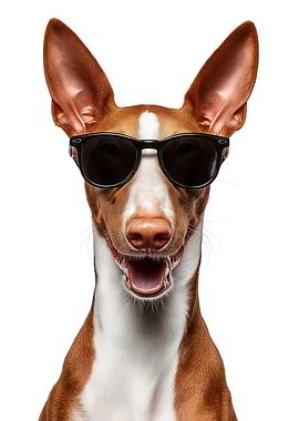 Cool Ibizan Hound Dog with Sunglasses