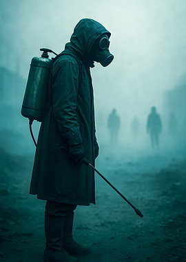 Post-Apocalyptic Figure with Gas Mask