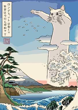 Long Cat Ukiyo-e Style