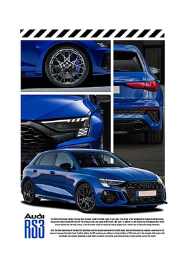 Blue Audi RS3 poster
