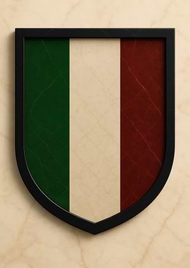 Italian Flag Shield Framed Art - Marble look