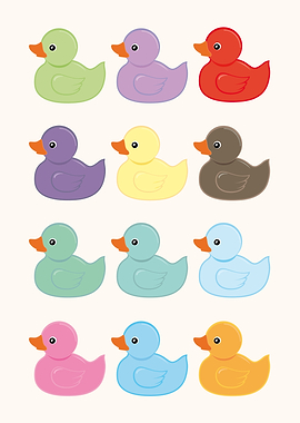 Colorful Rubber Duckies Pattern