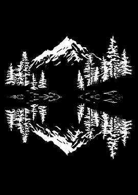 Mountain and Forest Reflection Art