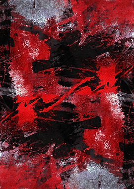 Abstract Red and Black Splatter Art