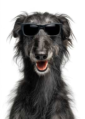 Cool Scottish Deerhound Dog with Sunglasses Portrait