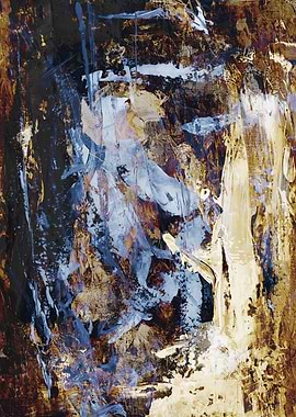 Abstract Painting with Blue and Gold