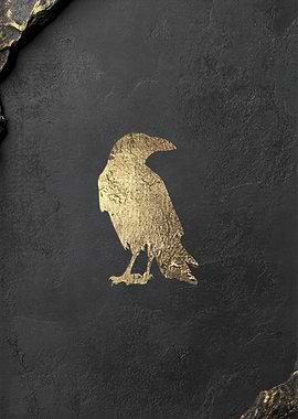 Gold Raven on Stone
