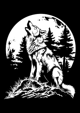 Howling Wolf Silhouette