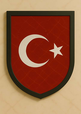 Turkey Flag Shield Framed - Marble look