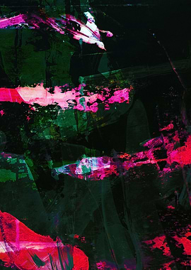 Abstract Painting with Pink and Green