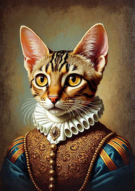 Renaissance Cat Portrait