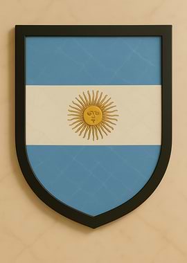 Argentina Flag Shield Framed Art - Marble look