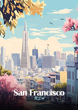 San Francisco Cityscape Travel Poster