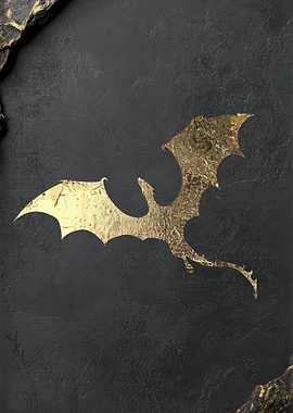 Golden Dragon Silhouette on Stone