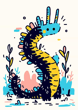 Cartoon Dragon in a Garden