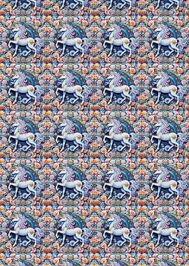 Unicorn and Floral Pattern