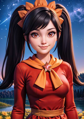 Anime Girl with Starry Background