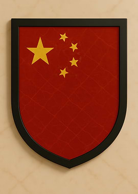 China Flag Shield Framed - Marble look